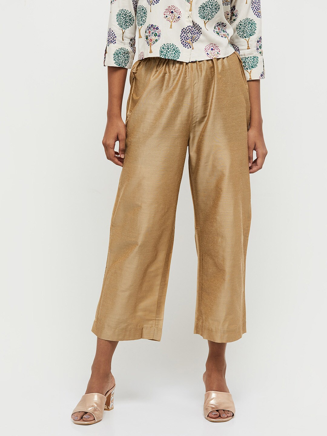 

max Women Gold-Toned Cropped Palazzos
