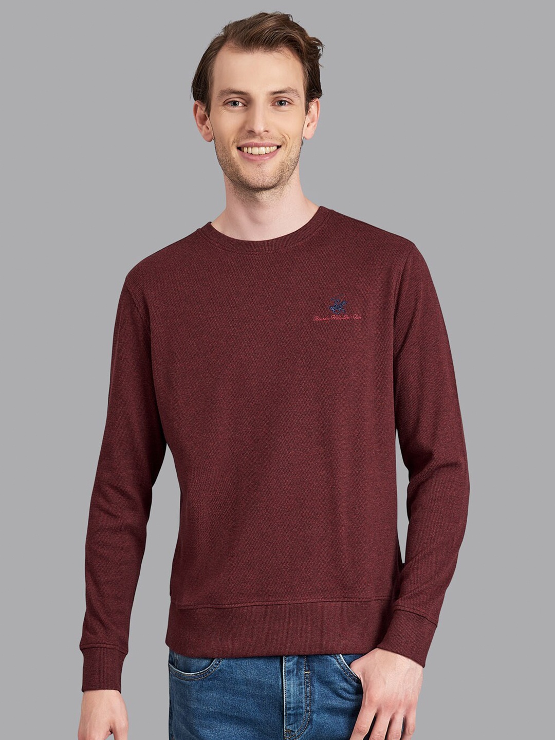 

Beverly Hills Polo Club Men Maroon Solid Round Neck T-shirt