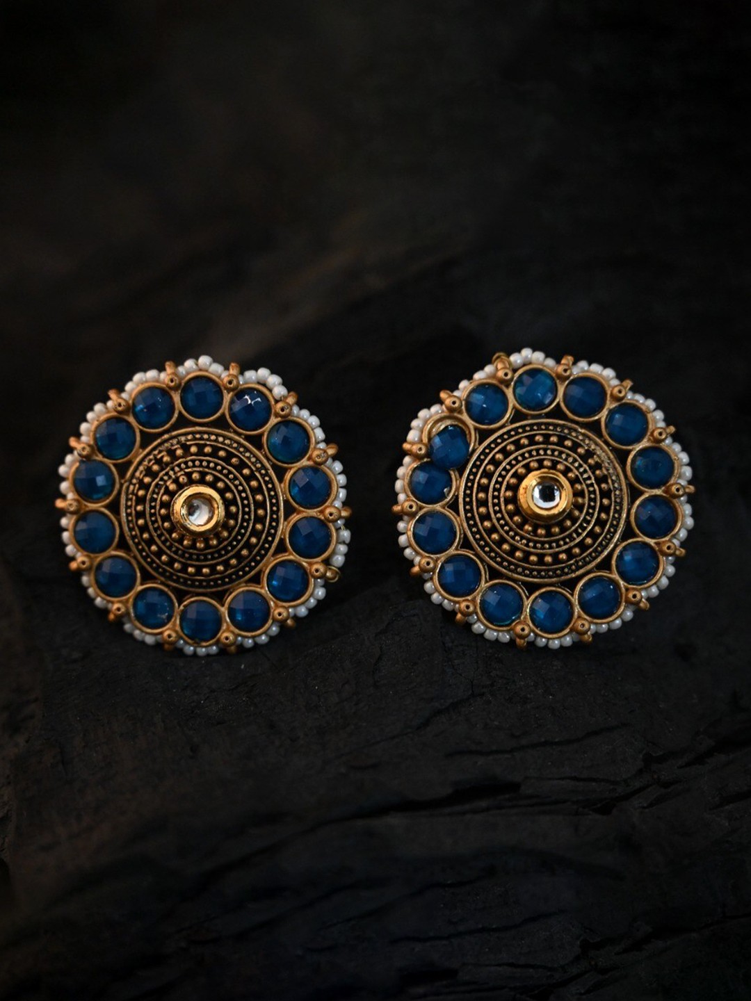

justpeachy Blue Circular Studs
