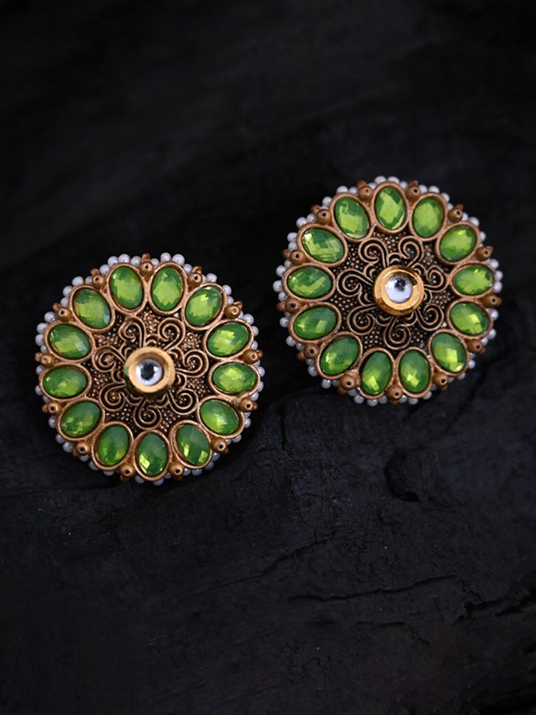 

justpeachy Green Circular Studs