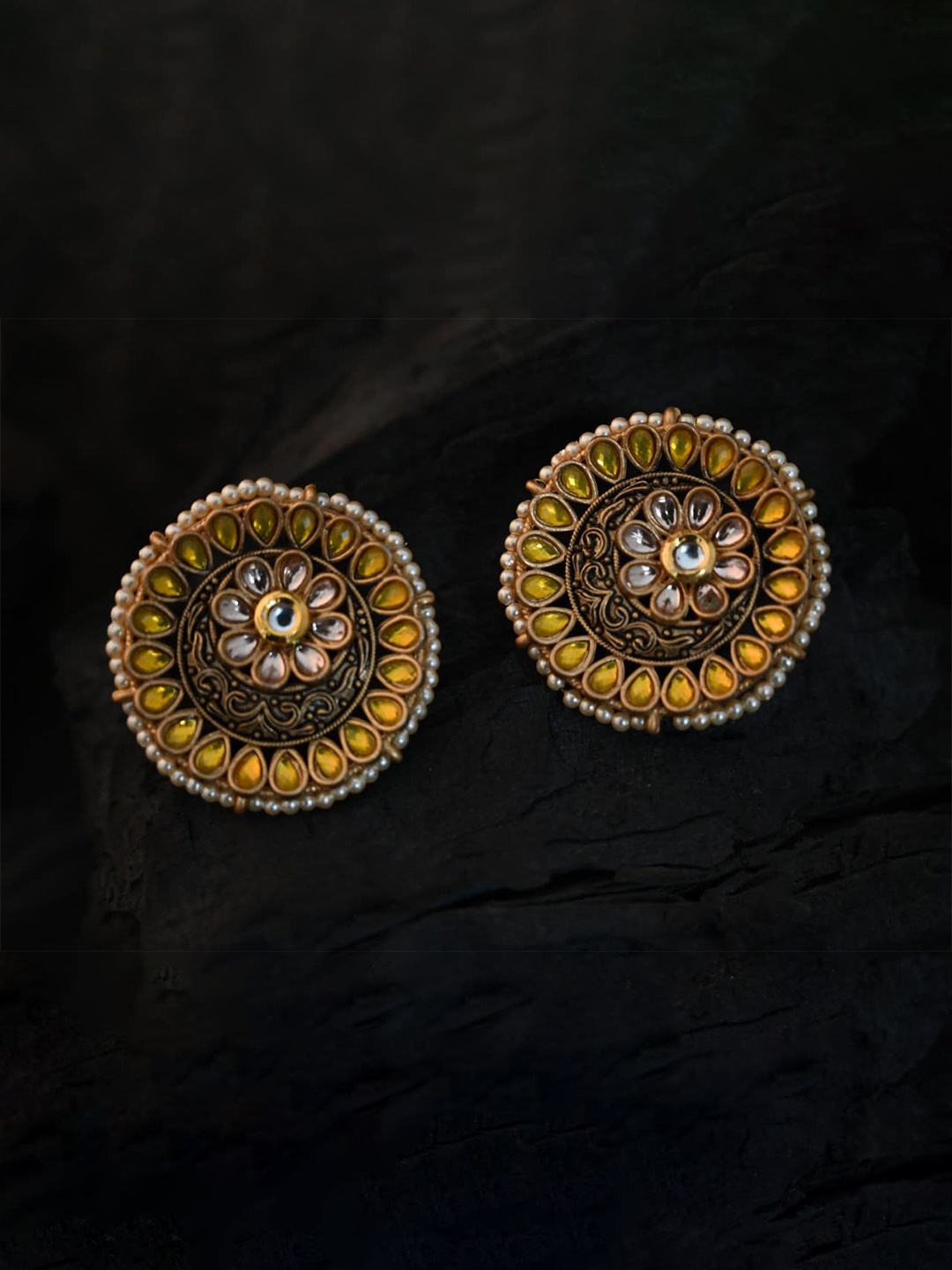 

justpeachy Yellow Circular Studs