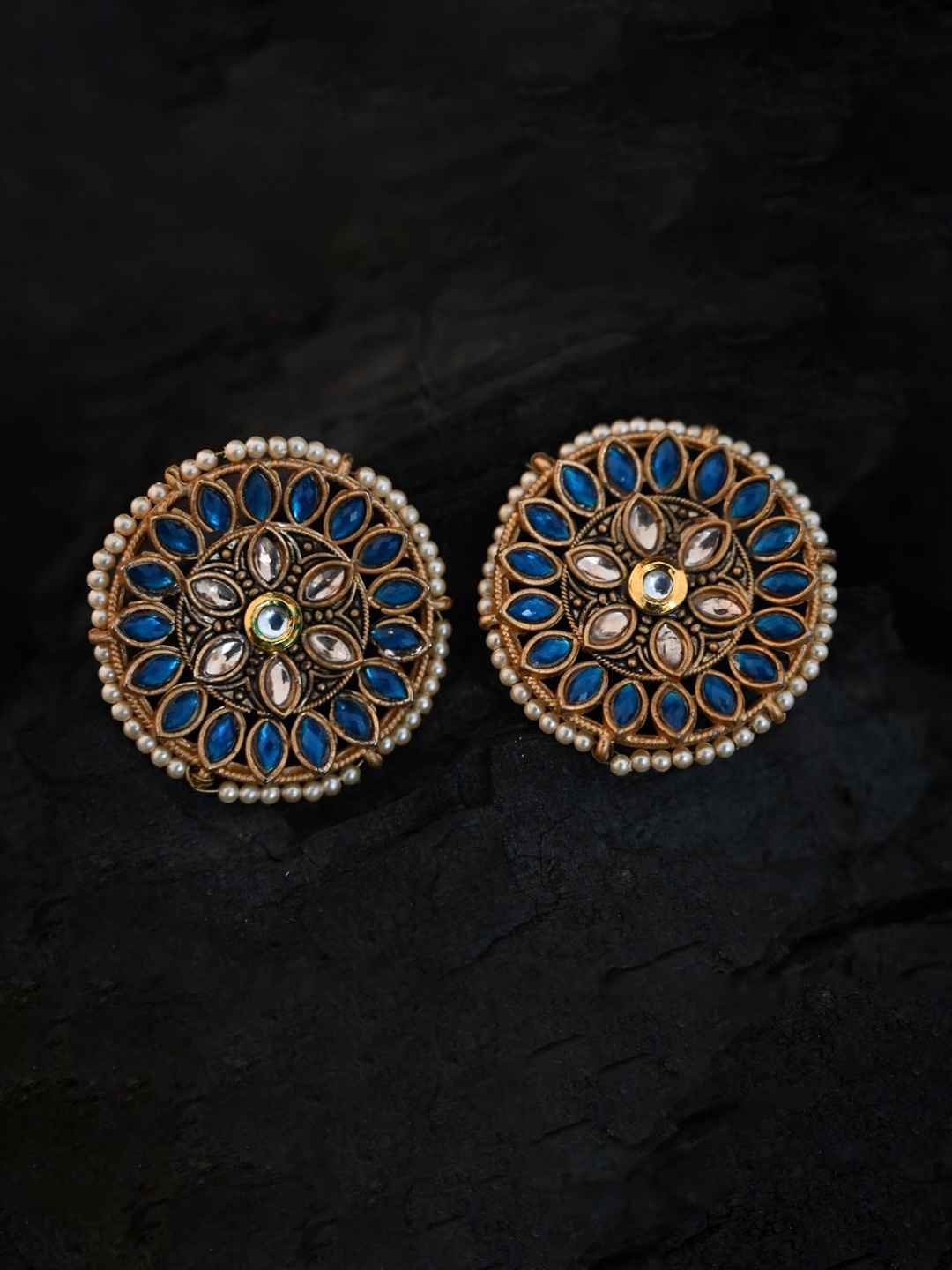 

justpeachy Blue Circular Studs