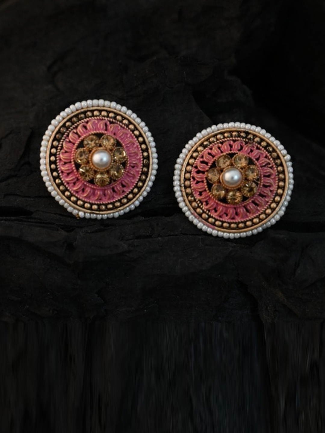 

justpeachy Pink Circular Studs