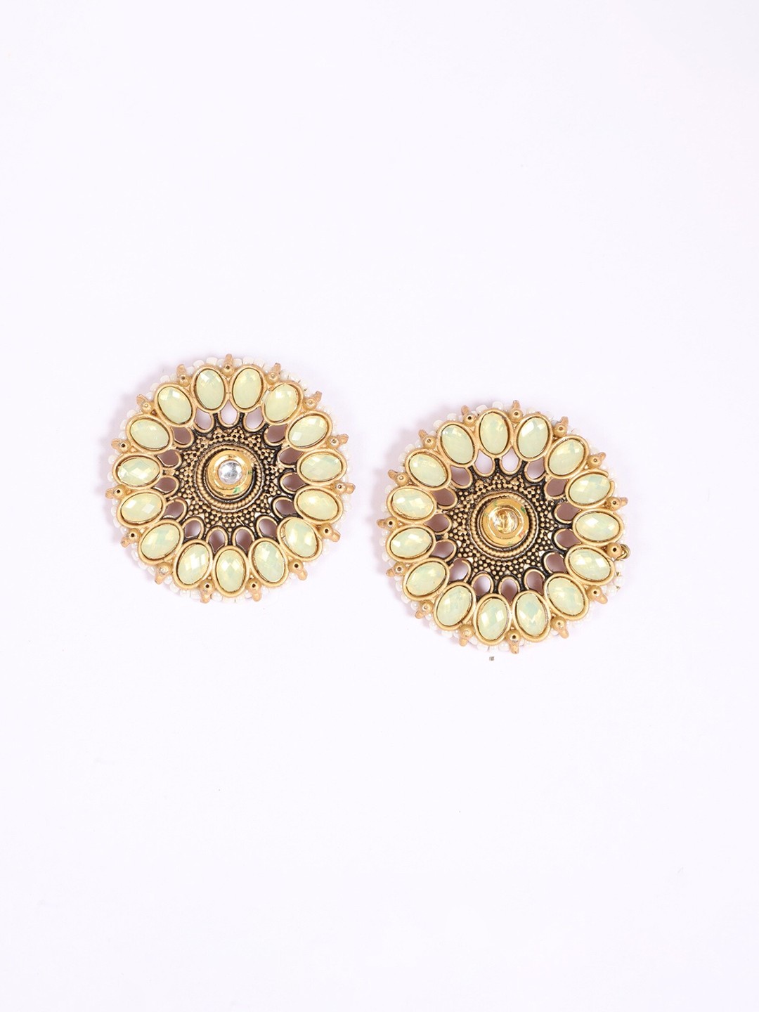 

justpeachy Gold-Plated & Off-White Classic Studs Earrings