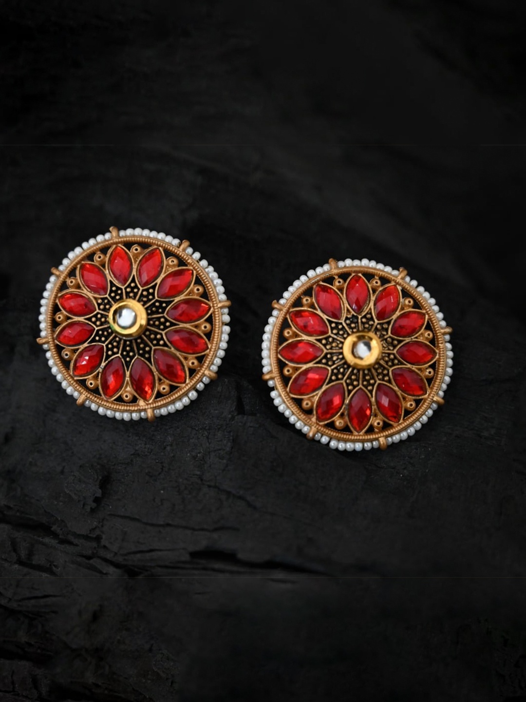 

justpeachy Red Circular Studs