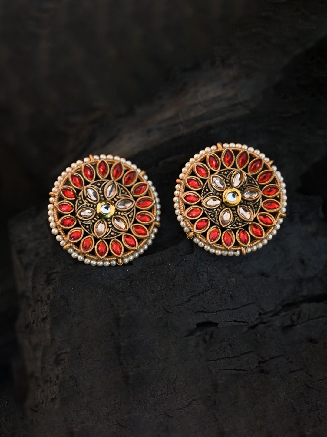 

justpeachy Red Circular Studs