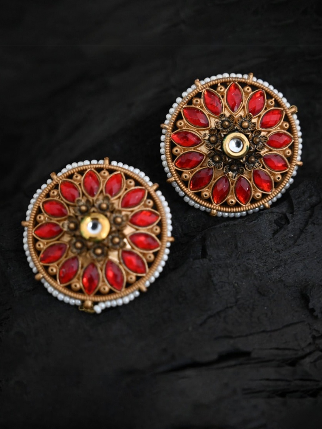 

justpeachy Red Circular Studs
