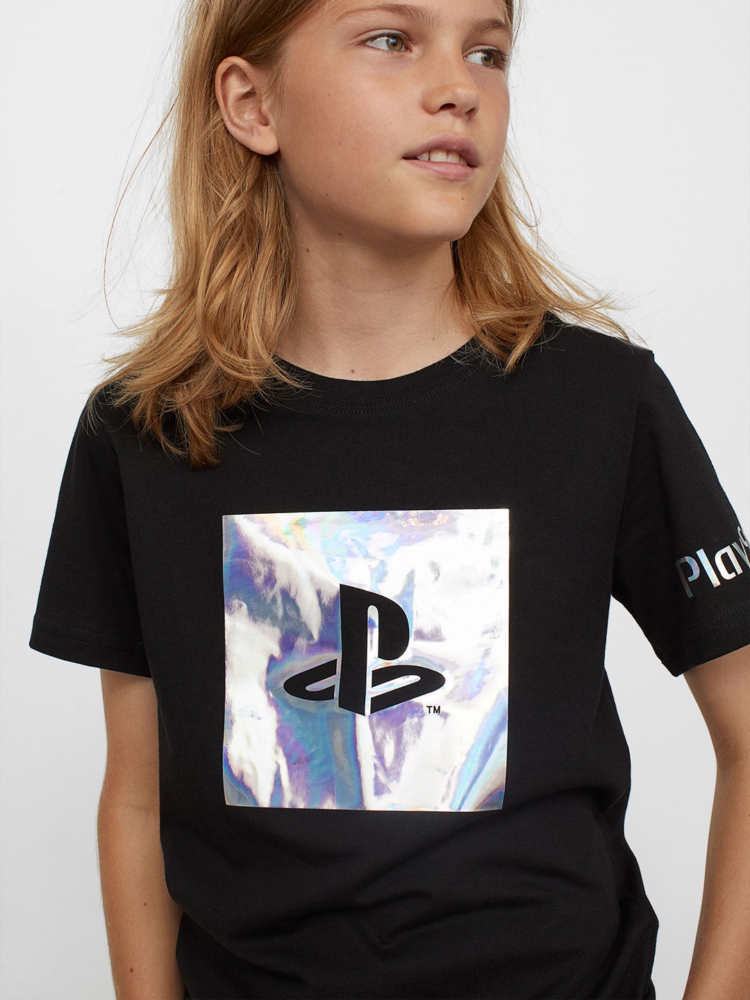 

HM Boys Black Printed Pure Cotton T-shirt