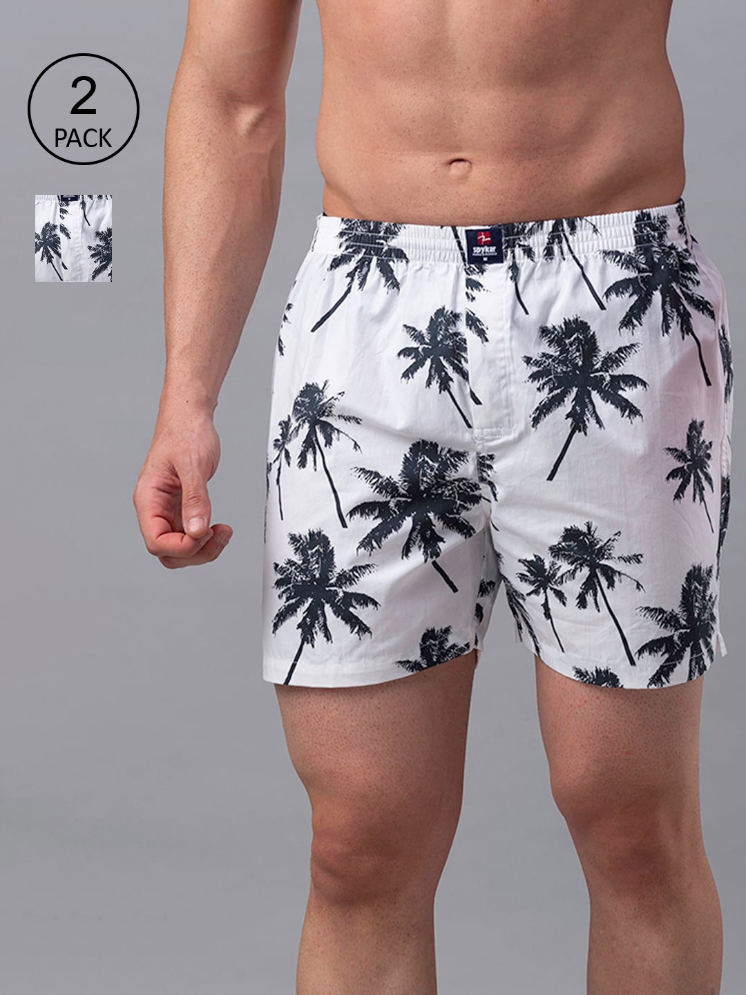 

UnderJeans by Spykar Men Pack Of 2 Printed Assorted Boxer, White