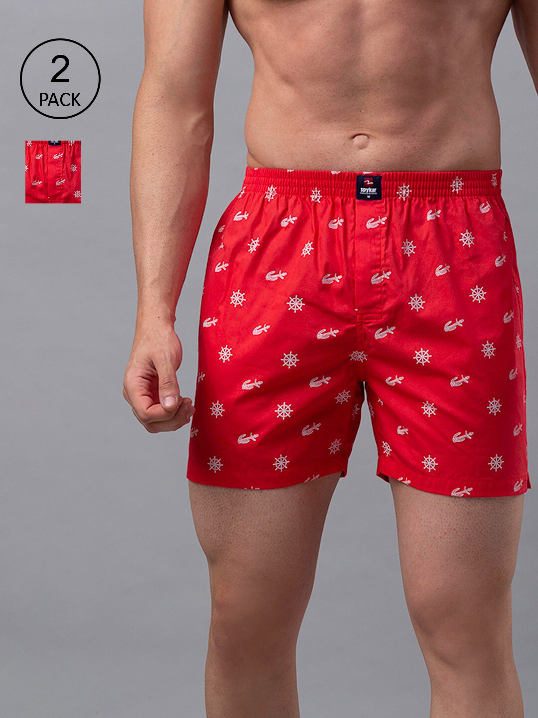 

UnderJeans by Spykar Men Pack Of 2 Assorted Printed Pure Cotton Boxers UJMBXPX0029004
