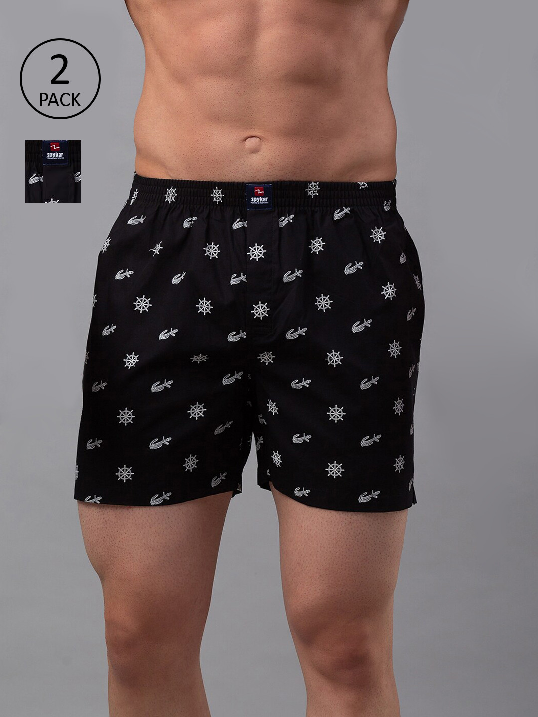 

UnderJeans by Spykar Men Pack Of 2 Black & White Printed Assorted Boxers