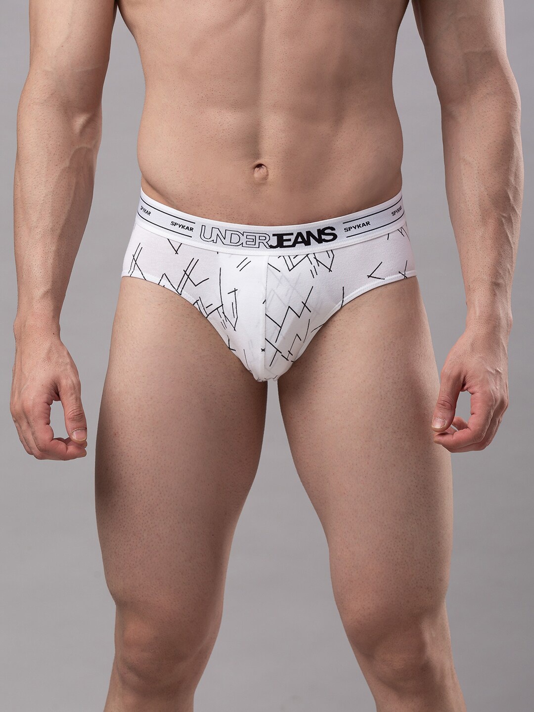 

UnderJeans by Spykar Men White & Black Printed Basic Briefs UJMBRPBS031White