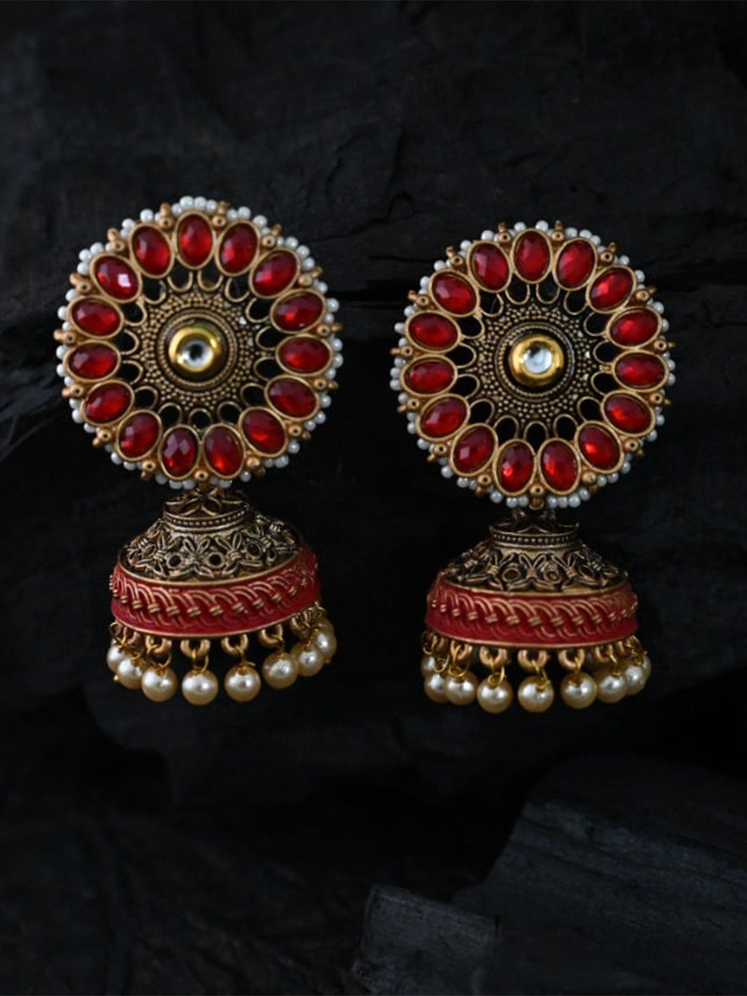 

justpeachy Red Classic Jhumkas