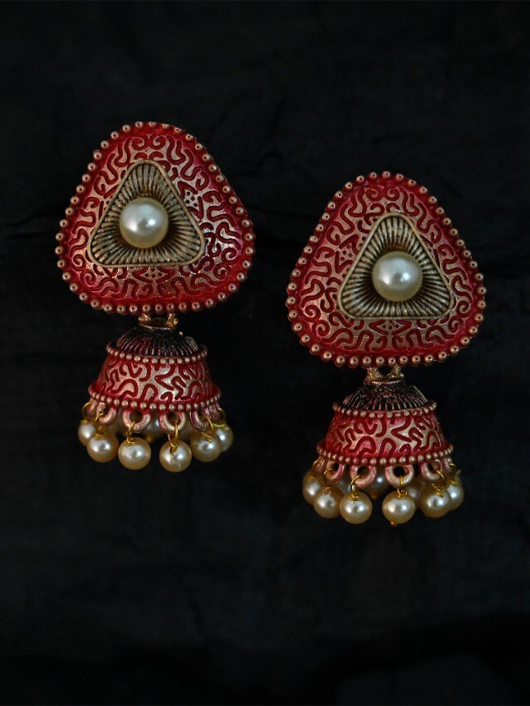 

justpeachy Red Classic Jhumkas