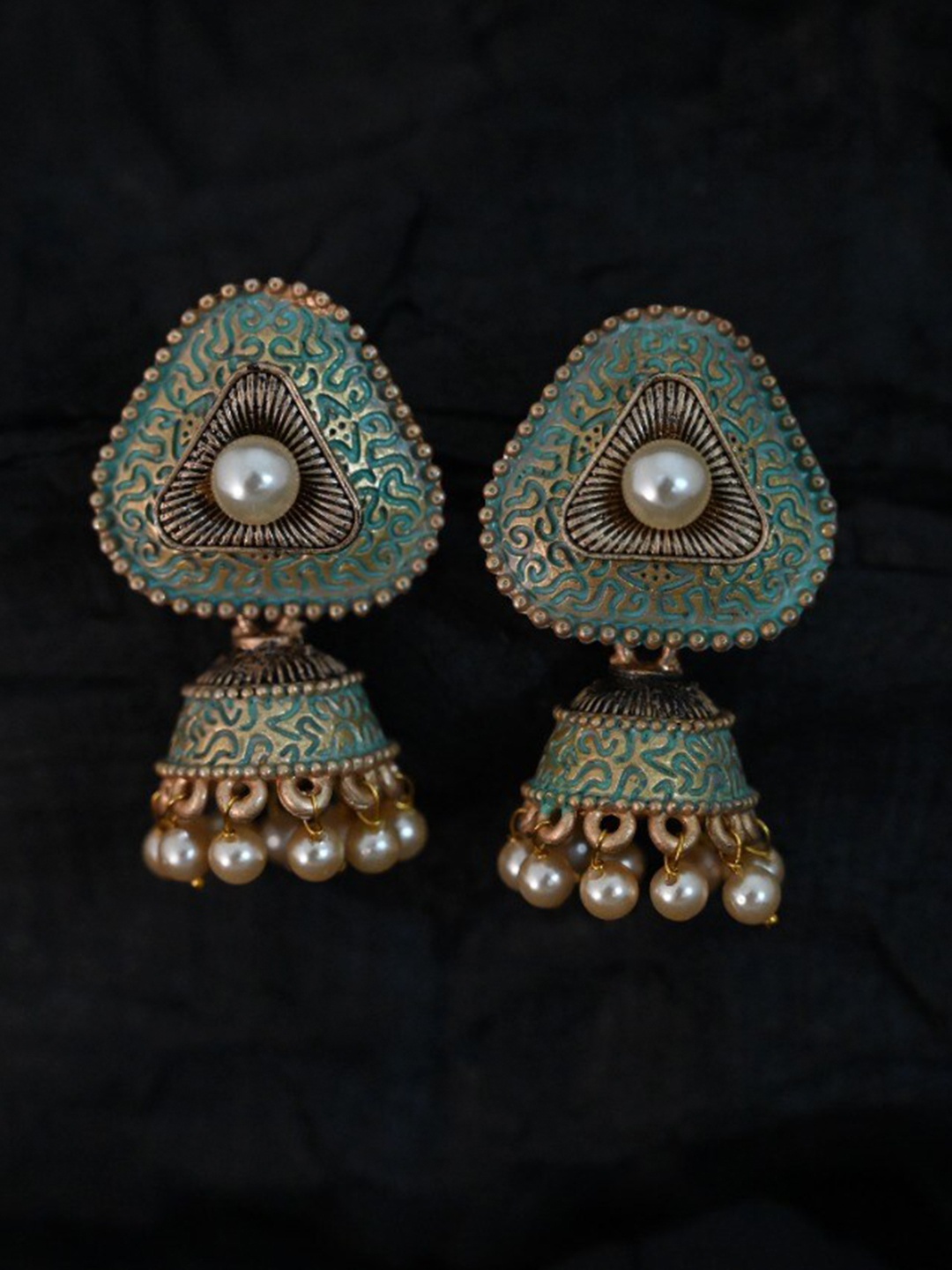 

justpeachy Green Classic Jhumkas