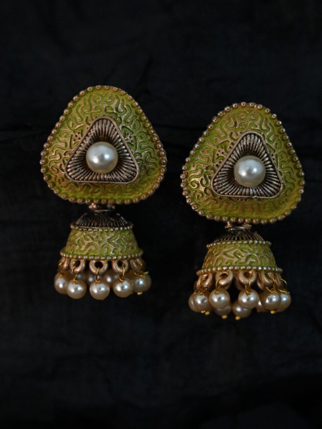 

justpeachy Green Classic Jhumkas