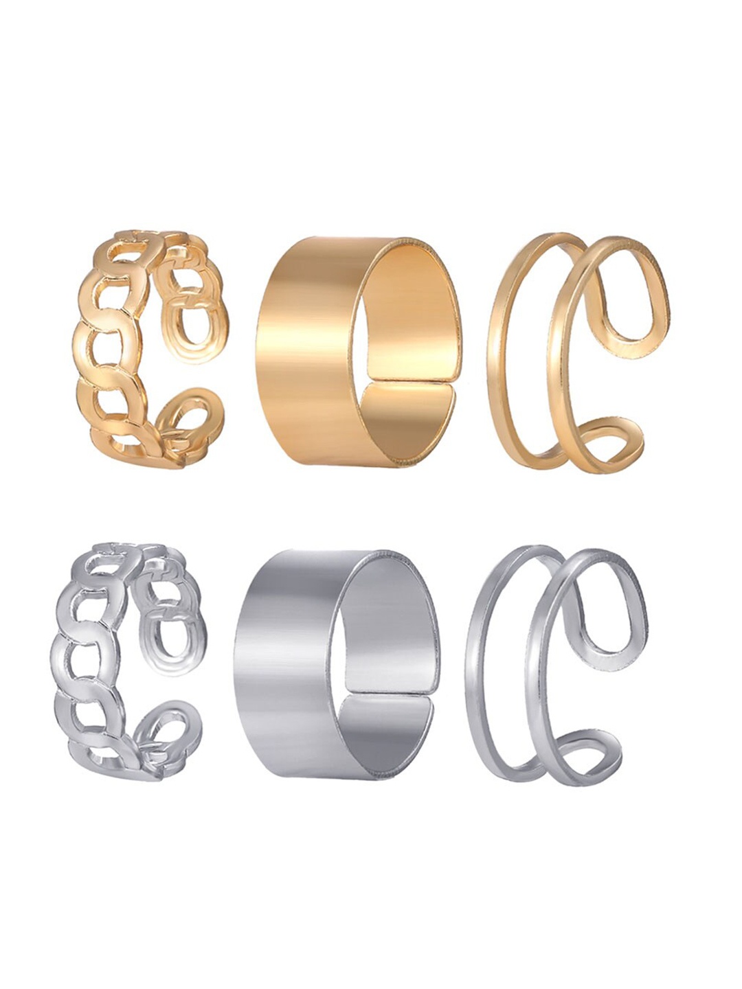 

Shining Diva Fashion Multi Set of 6 Gold Silver-Plated Rings