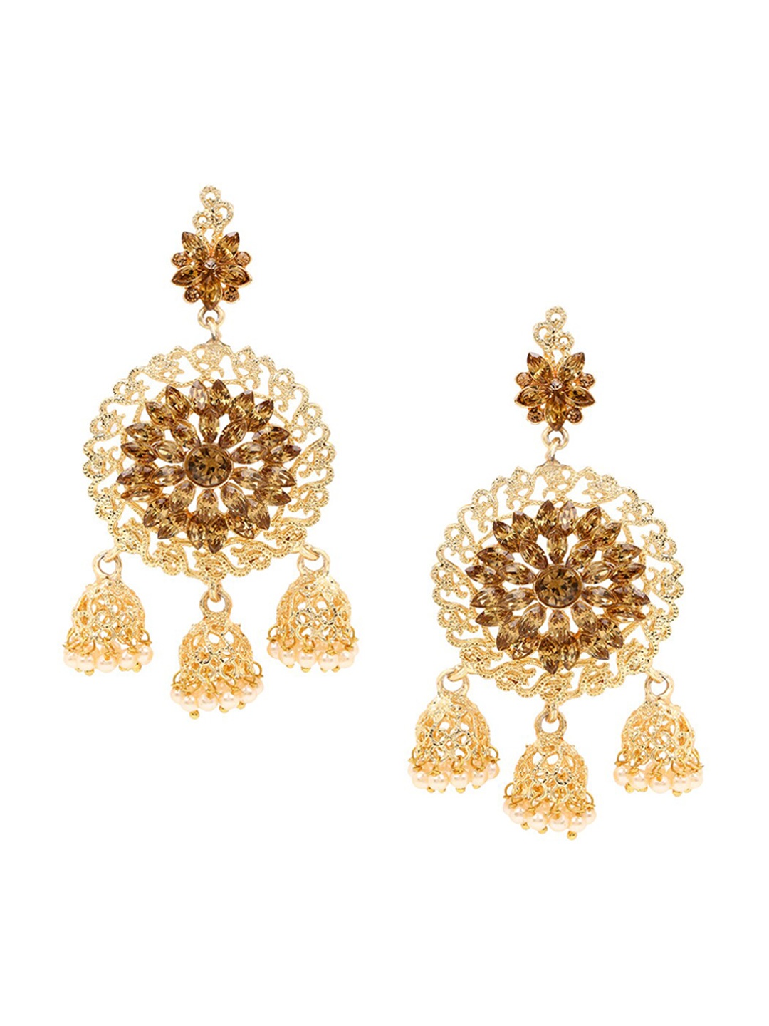 

ASMITTA JEWELLERY Gold-Toned Contemporary Jhumkas Earrings