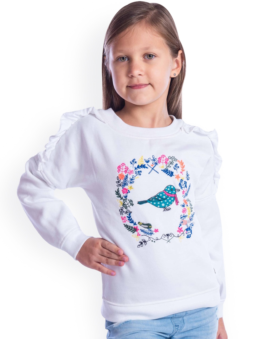 

Cherry Crumble Girls White Printed Sweatshirt