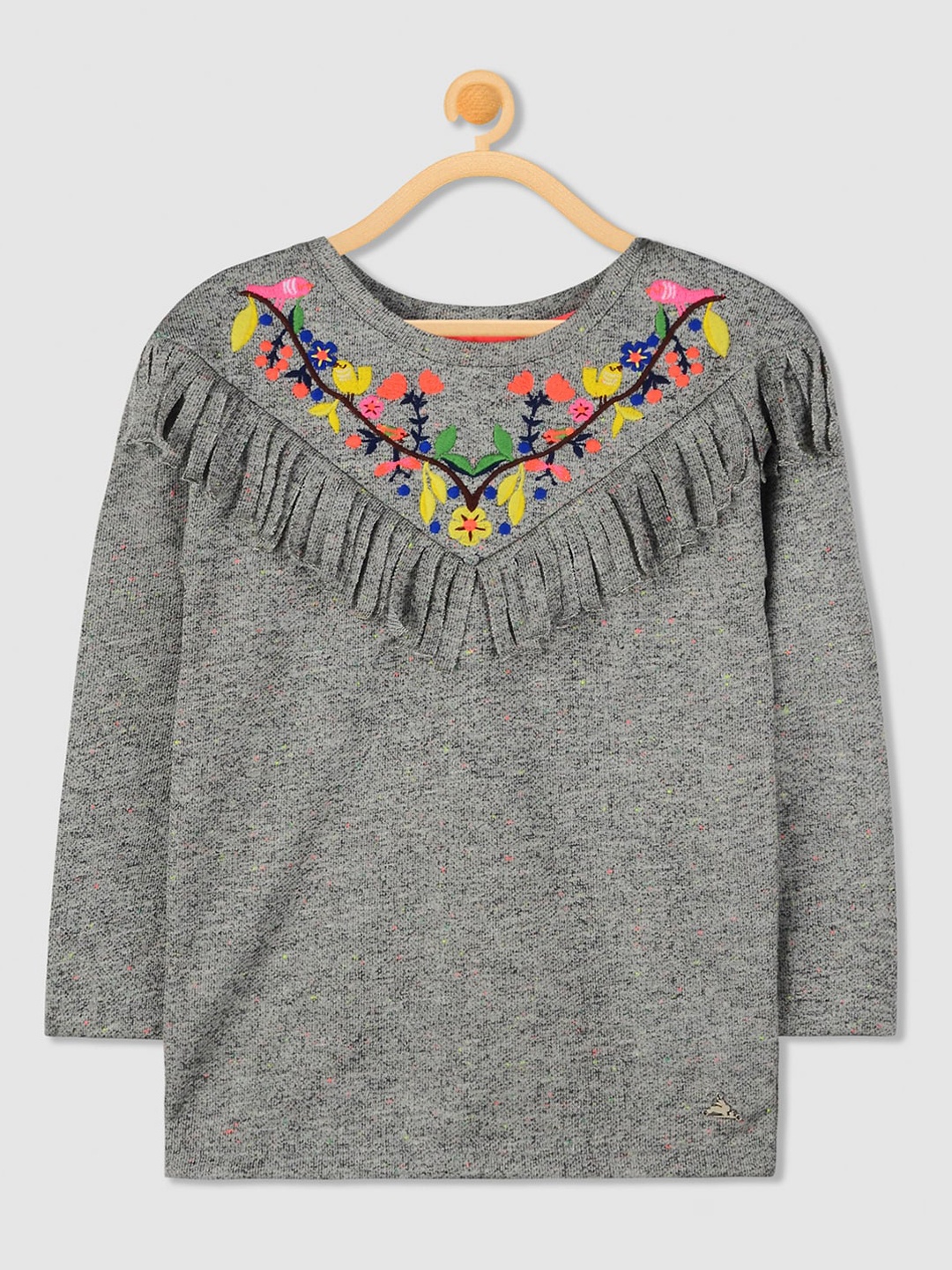 

Cherry Crumble Girls Grey Embroidered Sweatshirt