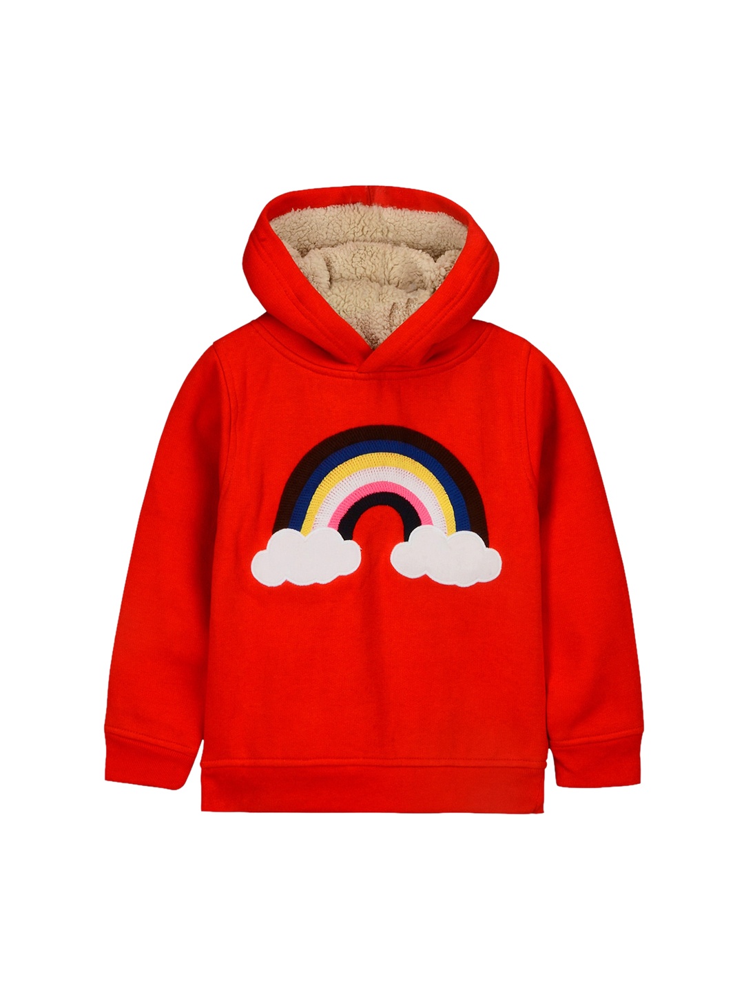

Cherry Crumble Unisex Kids Red Printed Hooded Sweatshirt