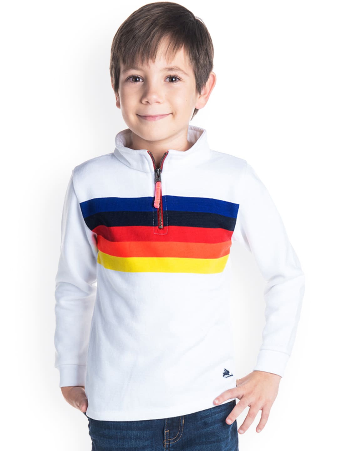 

Cherry Crumble Boys White Striped Sweatshirt