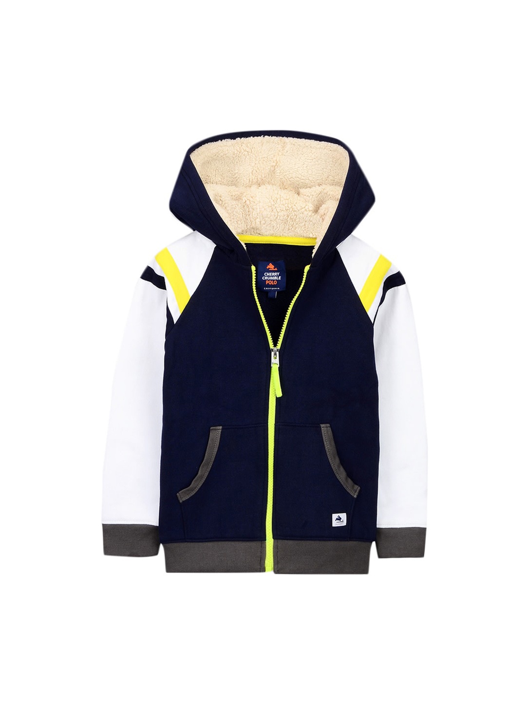 

Cherry Crumble Unisex Kids Navy Blue Colourblocked Hooded Sweatshirt