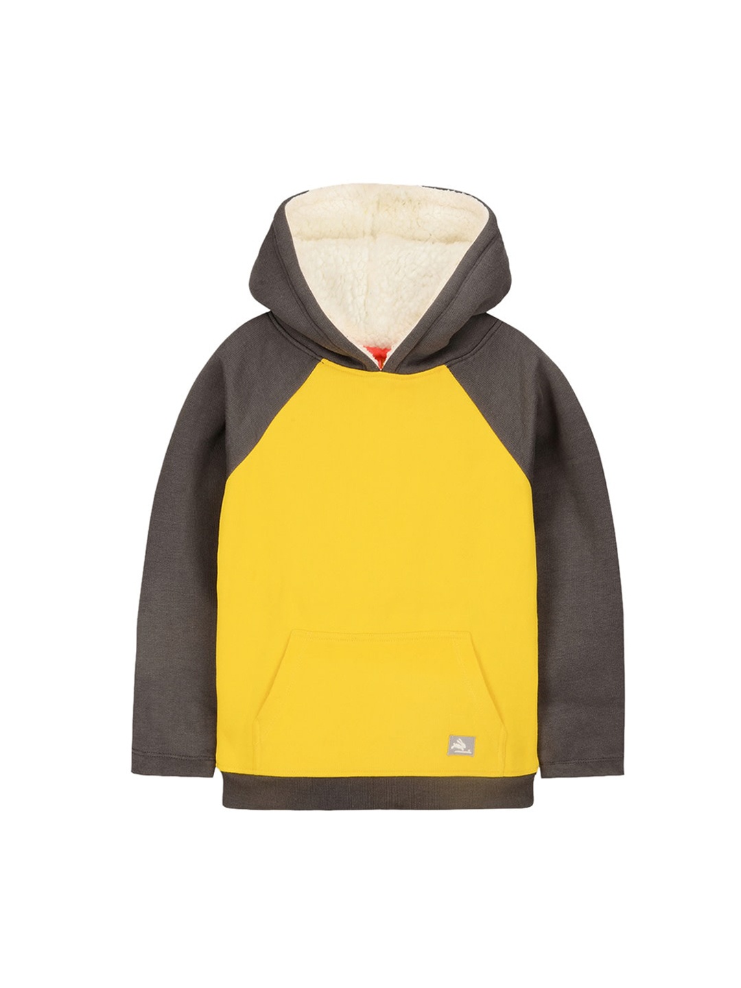 

Cherry Crumble Unisex Kids Yellow Colourblocked Hooded Sweatshirt