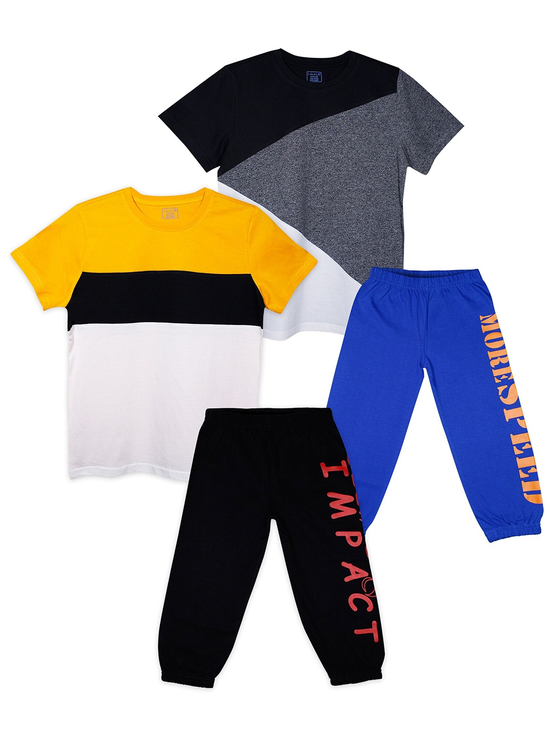 

Luke & Lilly Boys Set of 2 White & Grey Colourblocked Pure Cotton T-shirt with Pyjamas