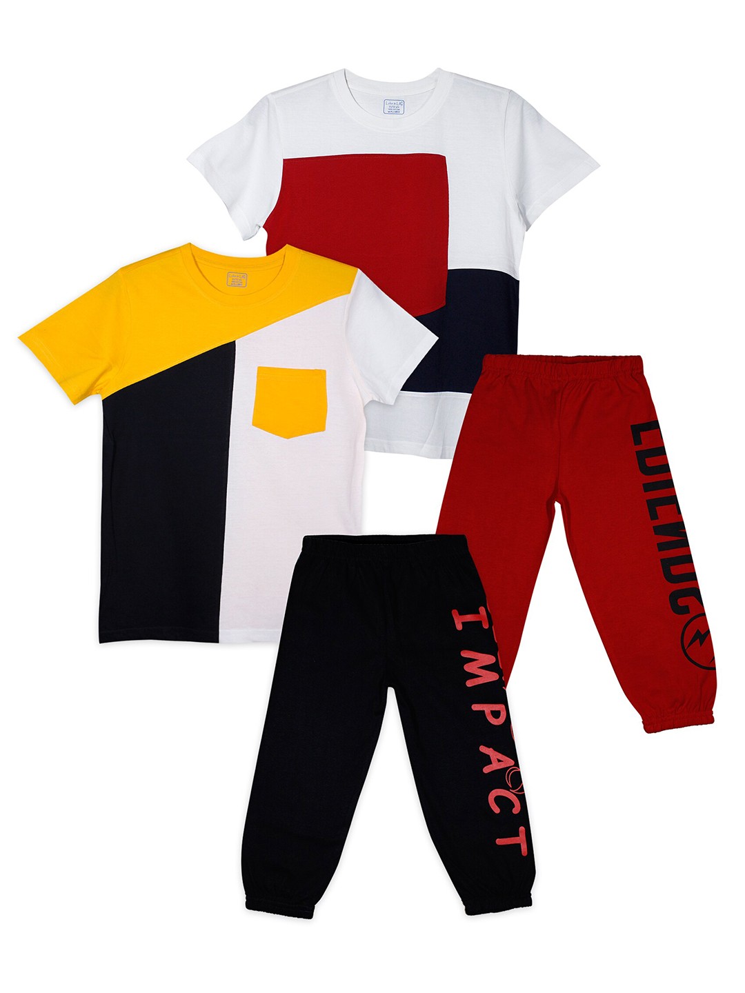 

Luke & Lilly Boys White & Maroon Set Of 2 Colourblocked T-shirt with Pyjamas