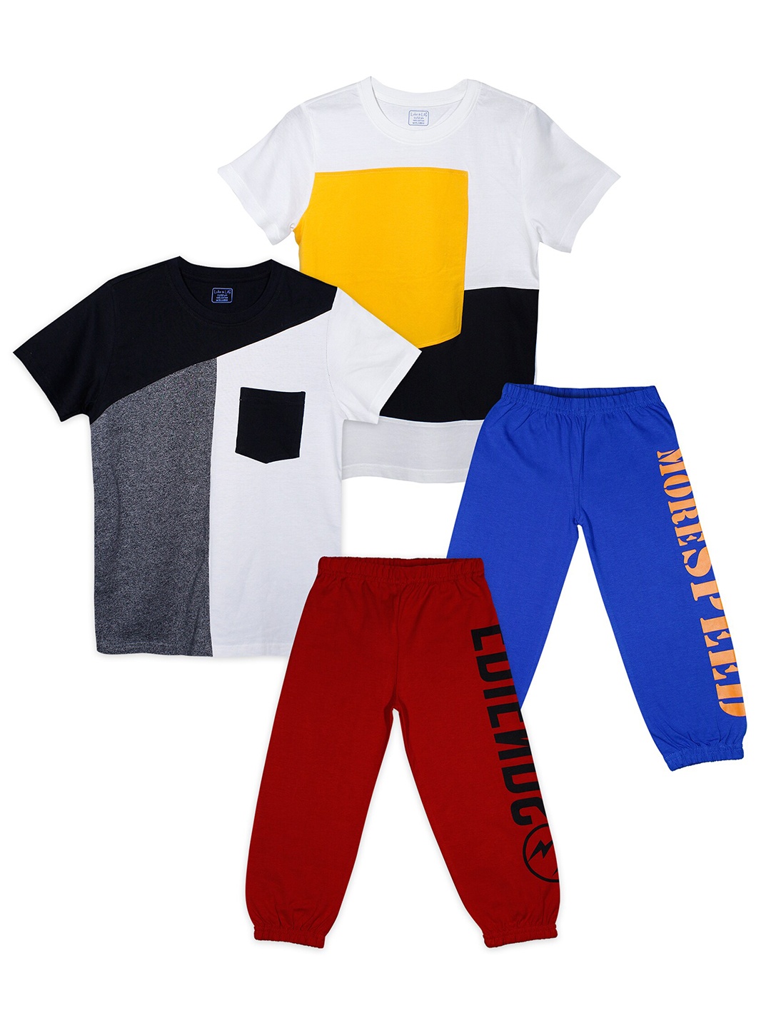 

Luke & Lilly Boys Pack of 2 Colourblocked Pure Cotton T-Shirts With Pyjamas, Maroon