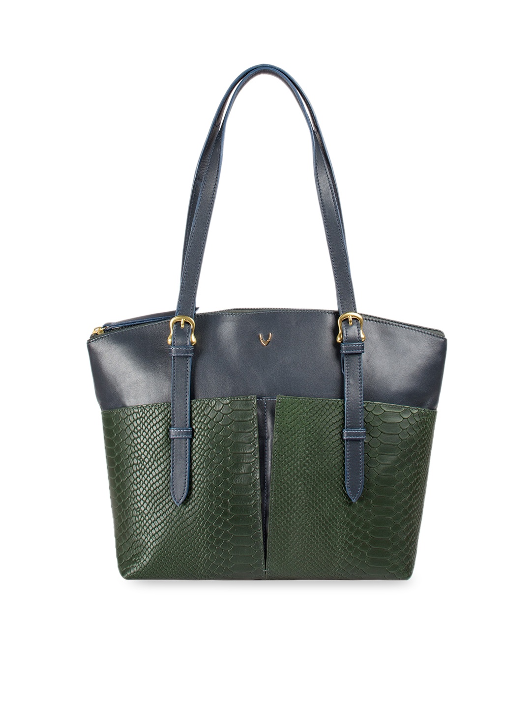 

Hidesign Green Animal Textured Leather Structured Shoulder Bag