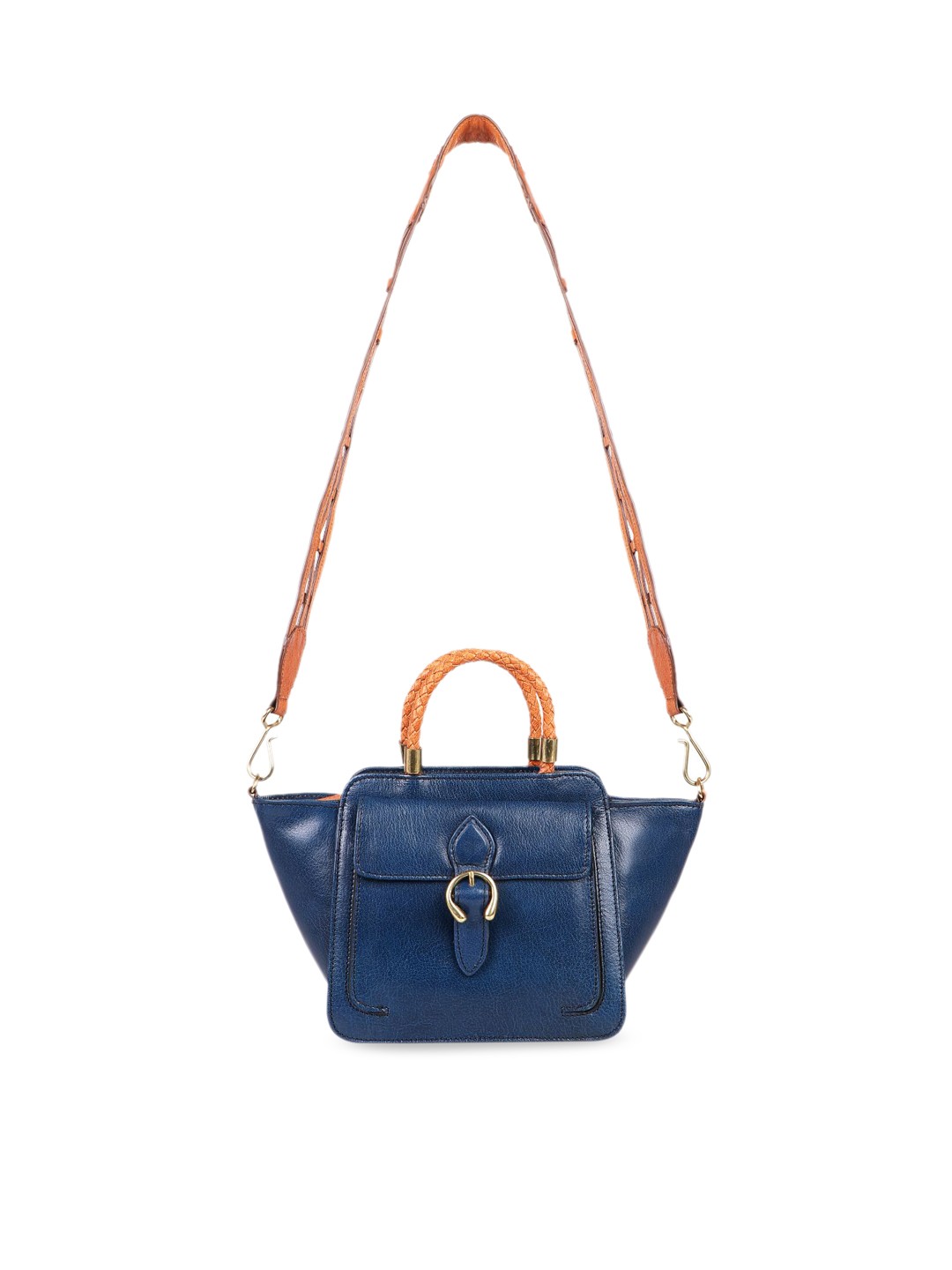 

Hidesign Blue Leather Structured Handheld Bag