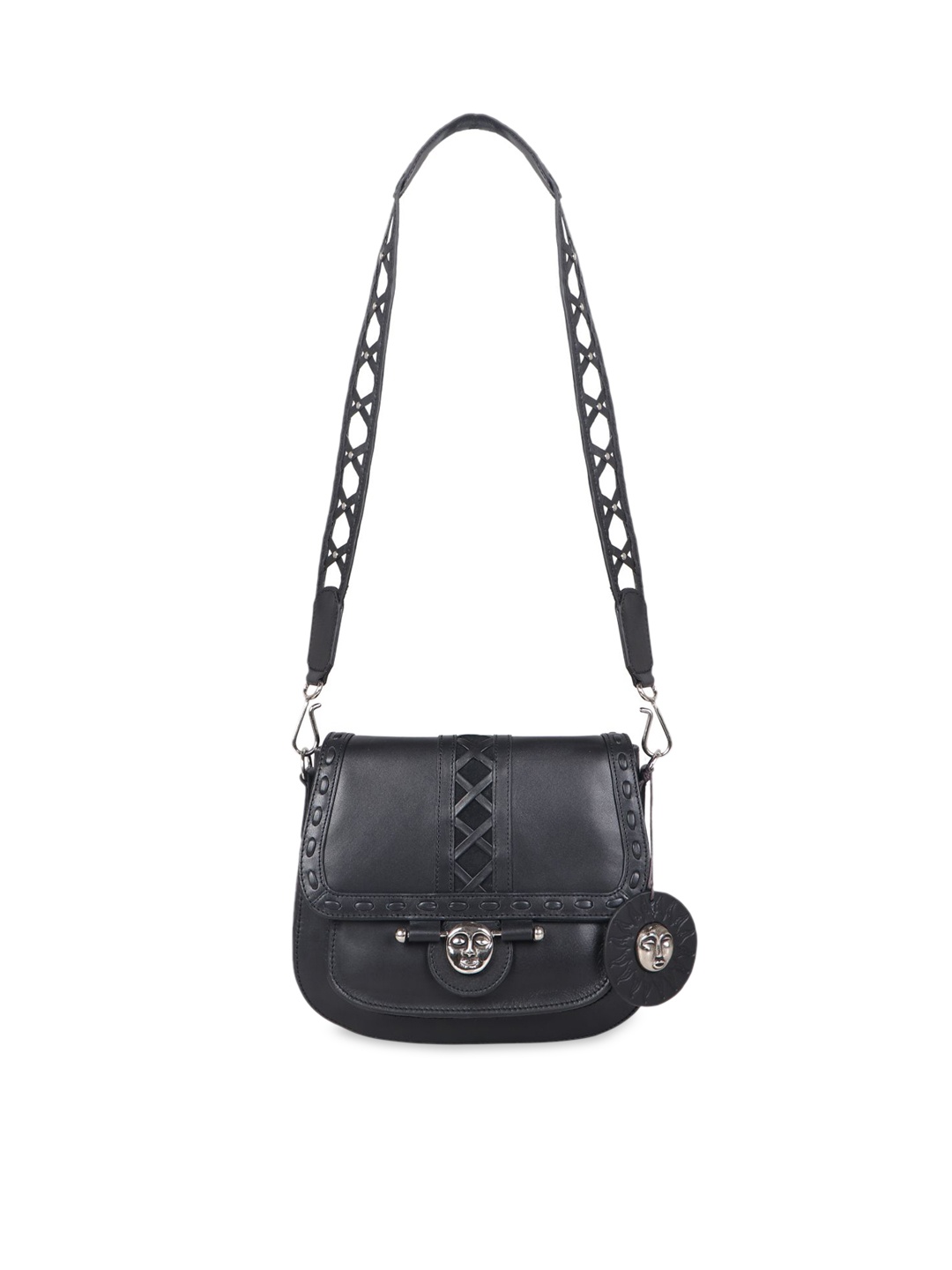 

Hidesign Black Leather Half Moon Sling Bag