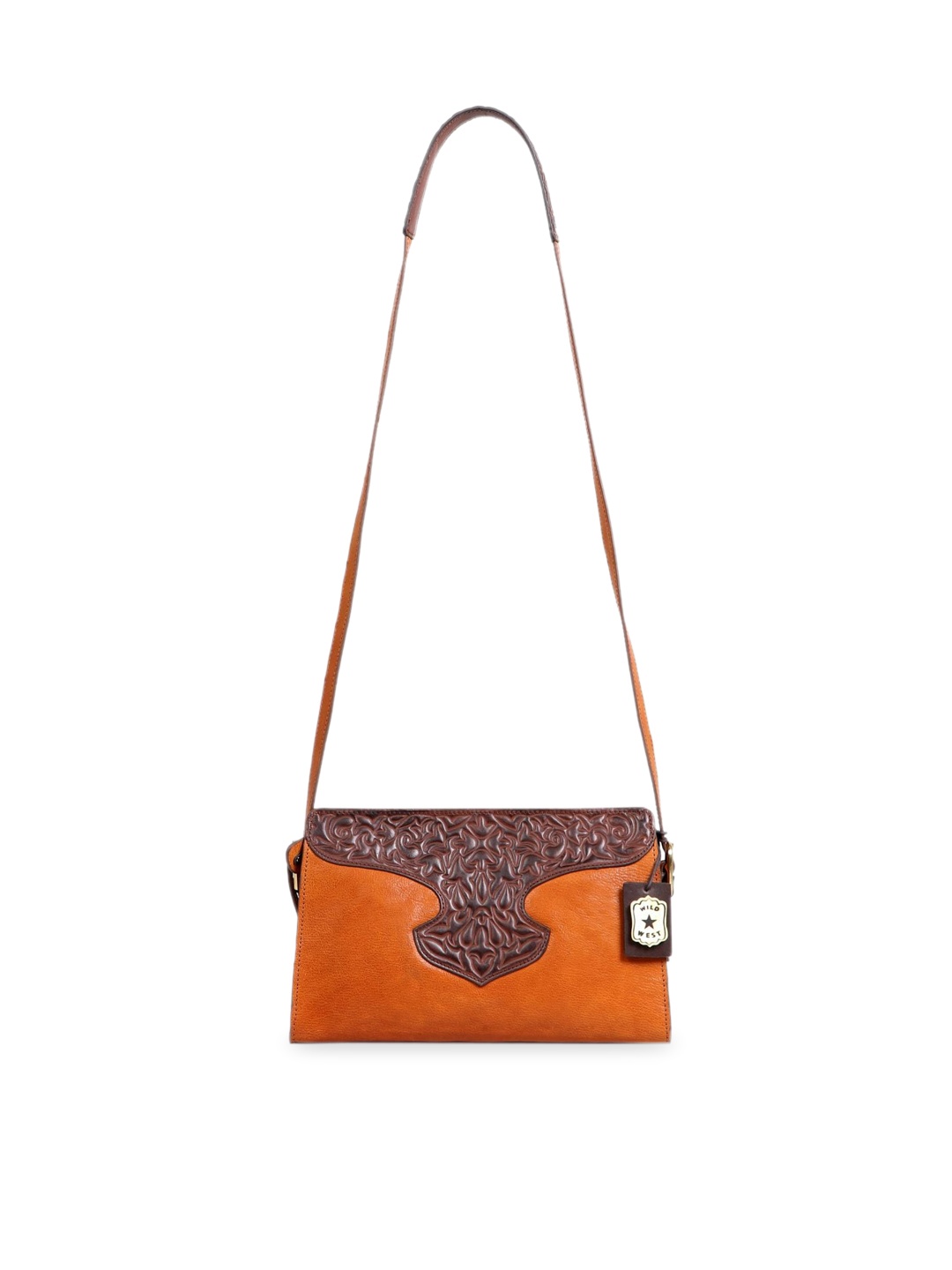 

Hidesign Orange Leather Structured Sling Bag