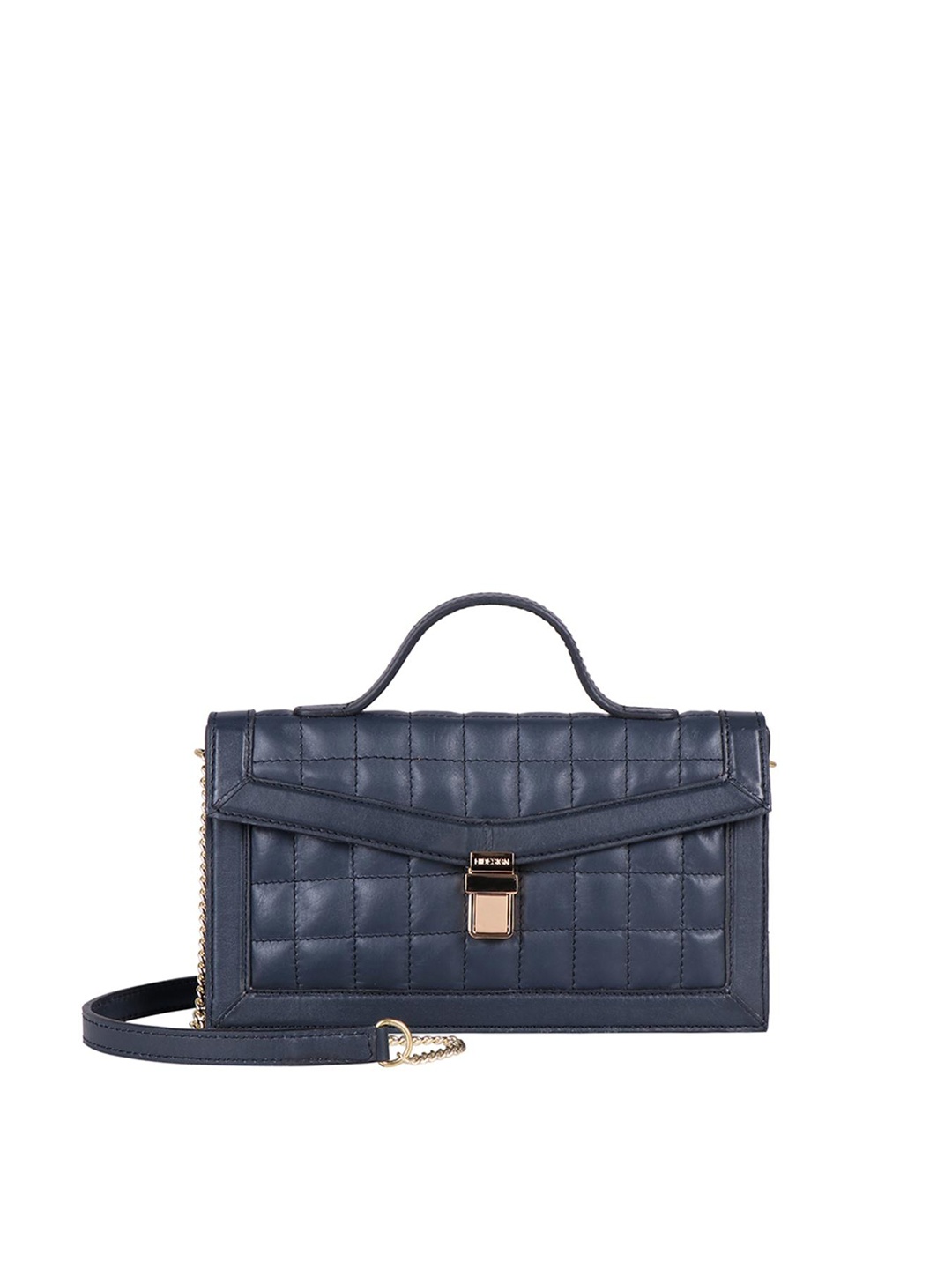 

Hidesign Navy Blue Leather Structured Sling Bag