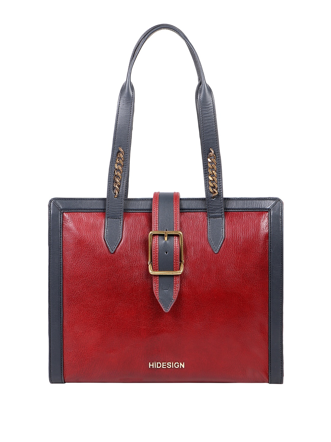 

Hidesign Red Leather Structured Handheld Bag