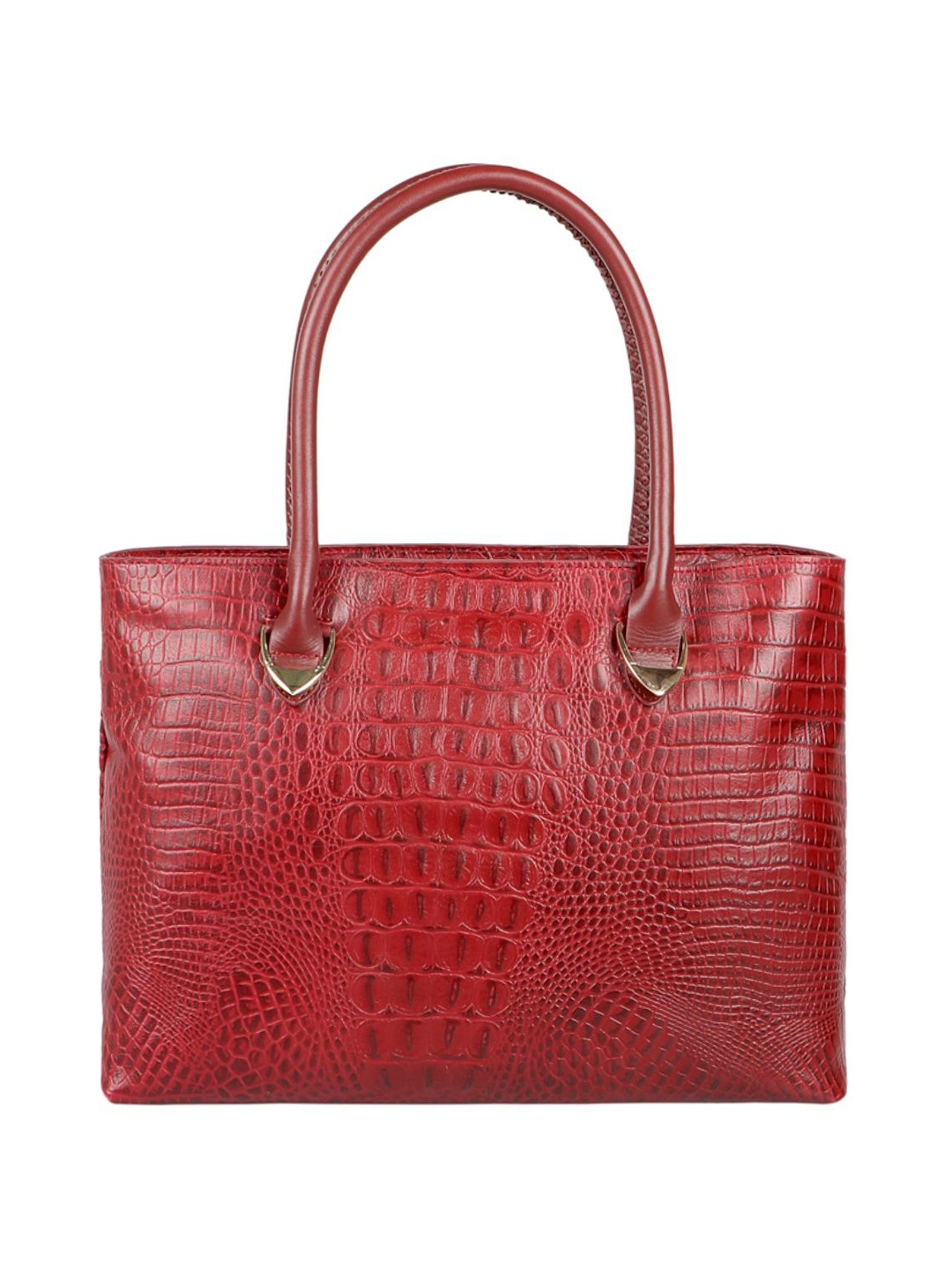 

Hidesign Red Textured Leather Structured Handheld Bag