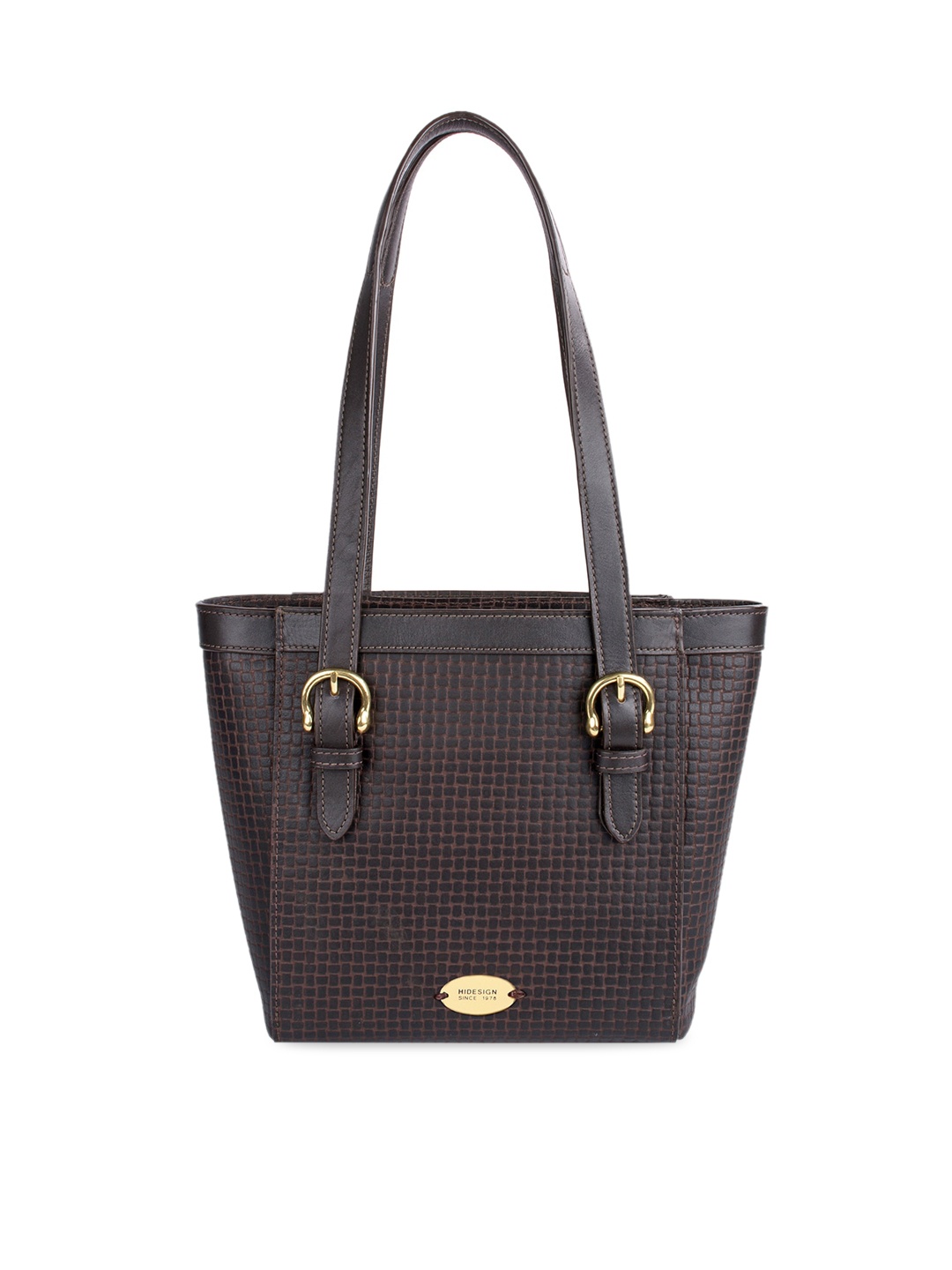 

Hidesign Brown Textured Leather Structured Shoulder Bag
