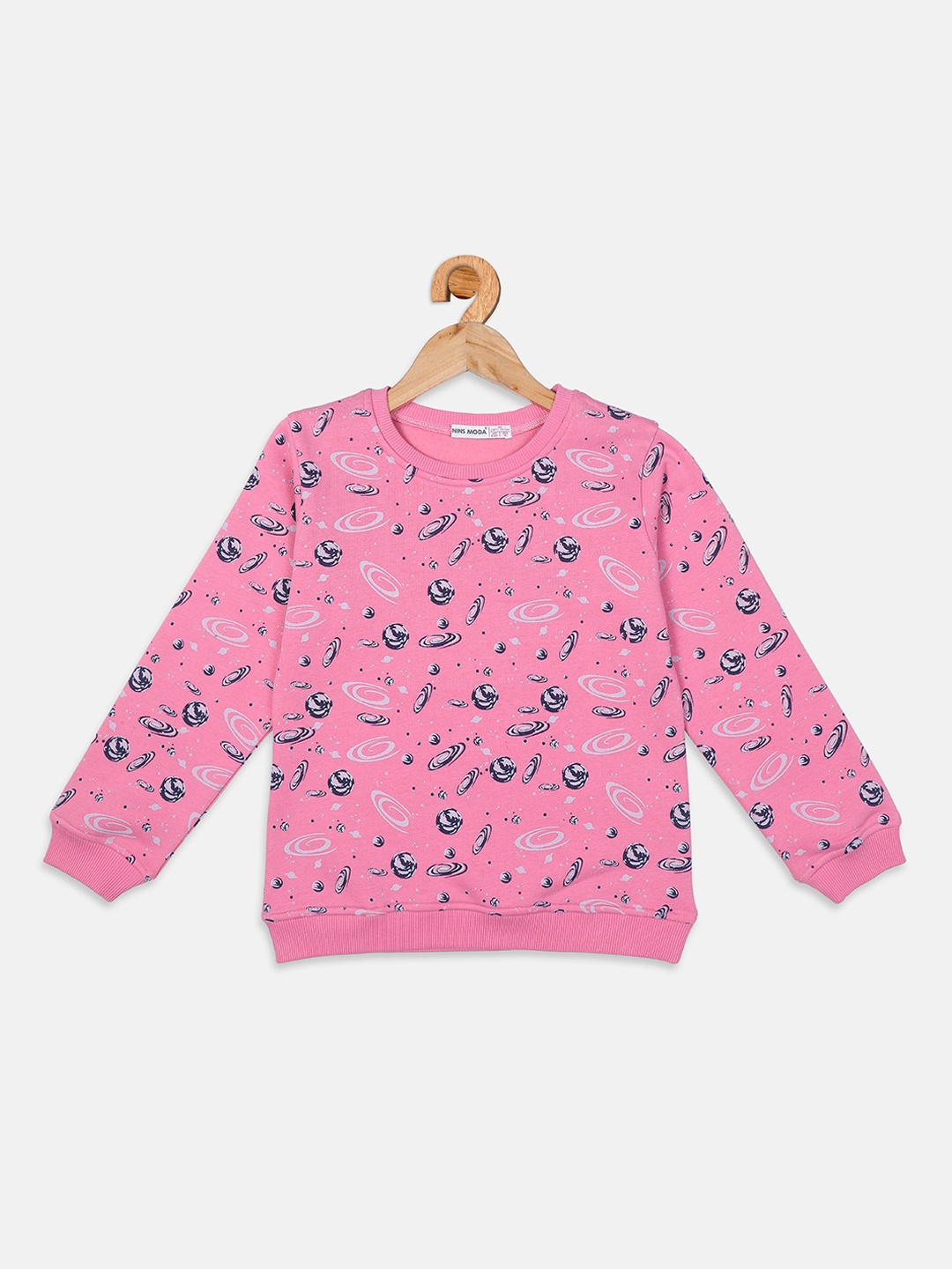 

Nins Moda Girls Pink Printed Sweatshirt