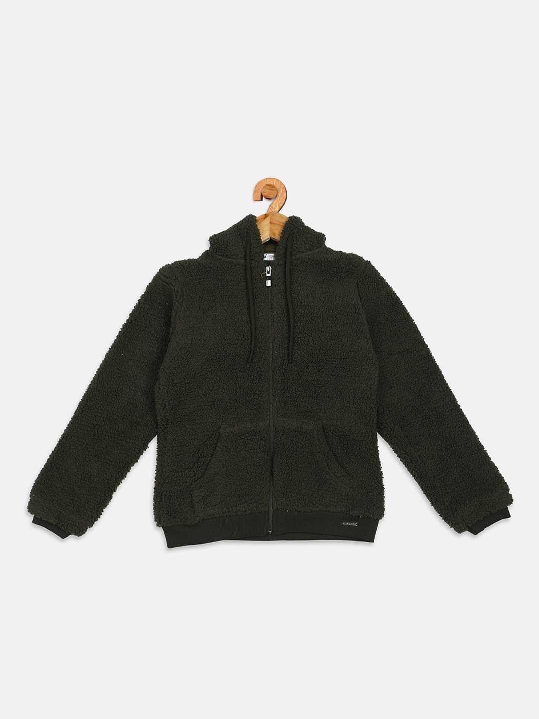 

Nins Moda Girls Olive Green Hooded Sweatshirt