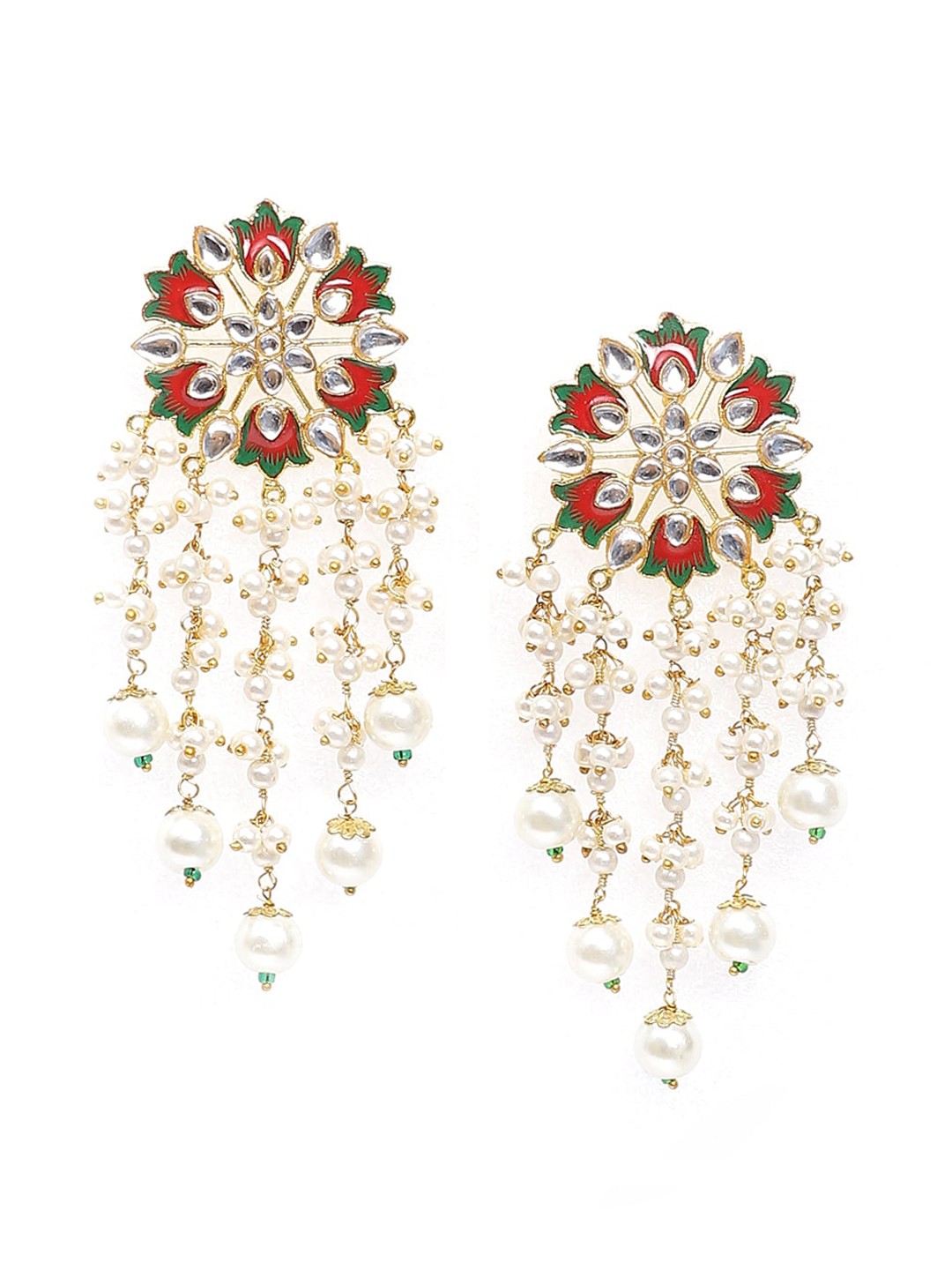 

Biba Red Gold-Plated Floral Chandelier Drop Earrings