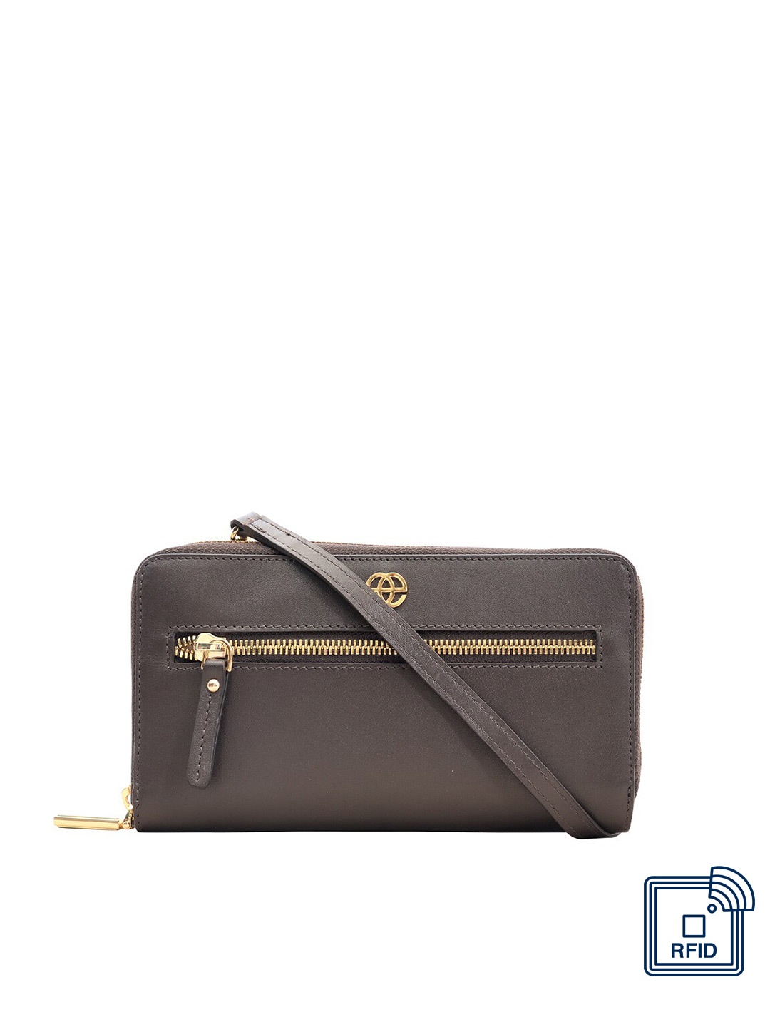 

Eske Women Brown Textured Leather Zip Around Wallet