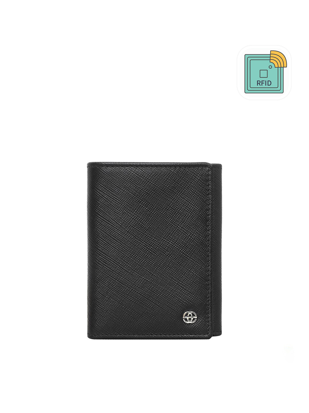 

Eske Men Black Textured Leather Three Fold Wallet