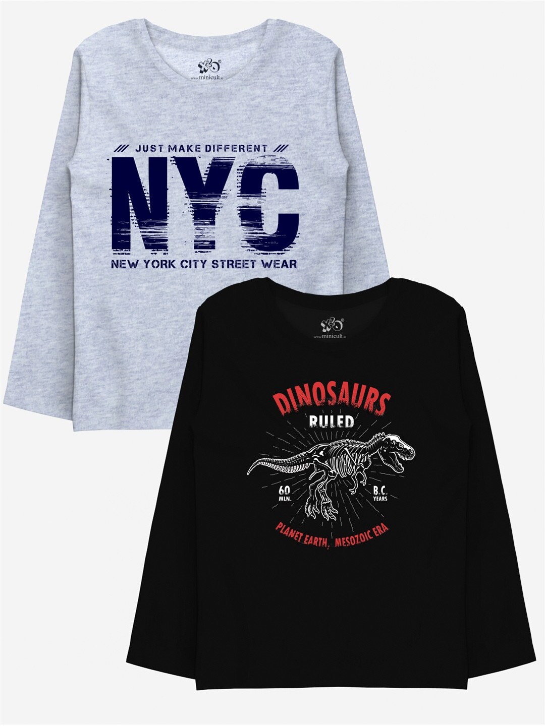 

x2o Boys Black Typography 2 Printed Extended Sleeves T-shirt