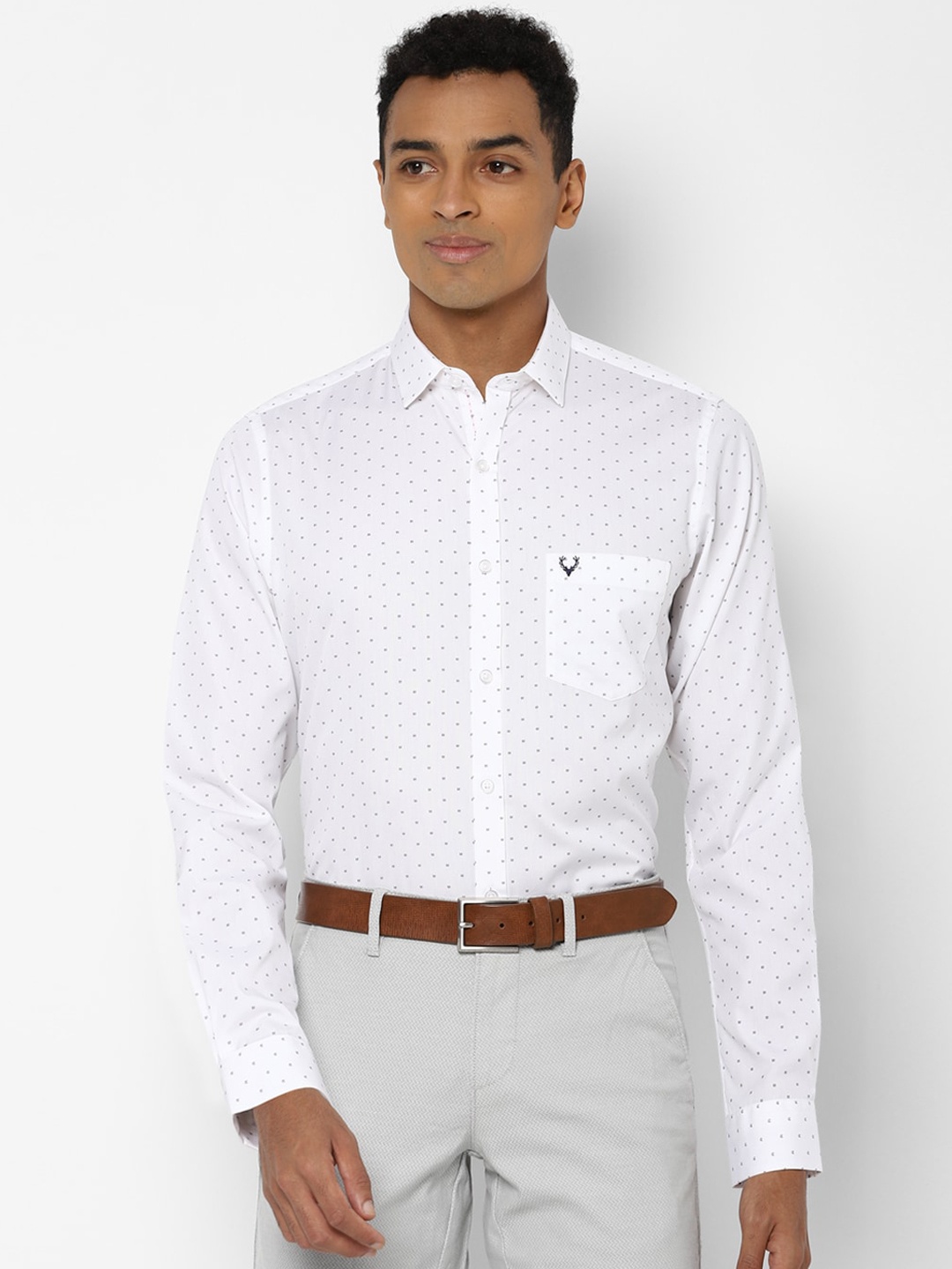 

Allen Solly Men White Slim Fit Opaque Printed Formal Shirt