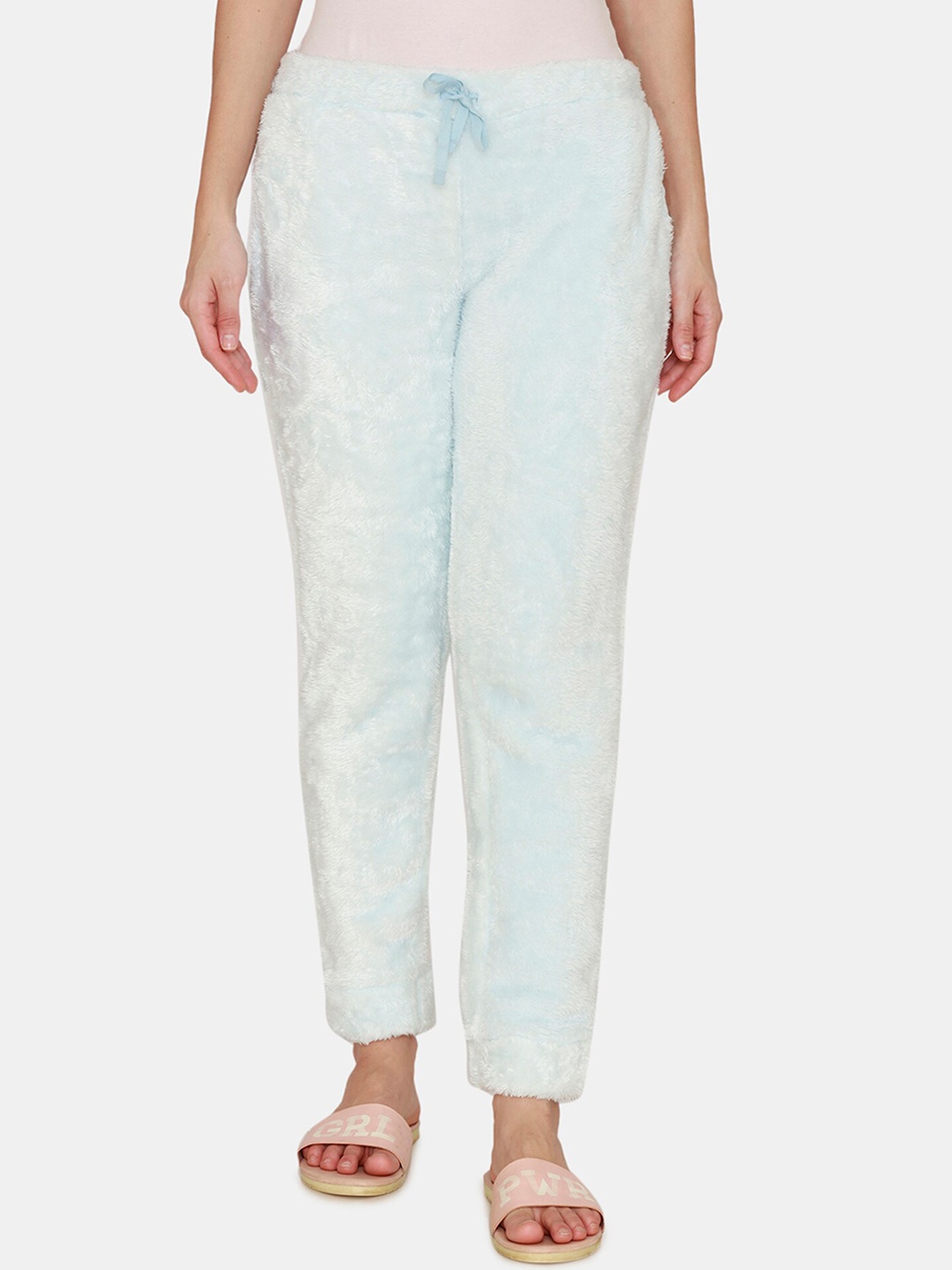 

Zivame Women Blue Fur Knitted Lounge Pants