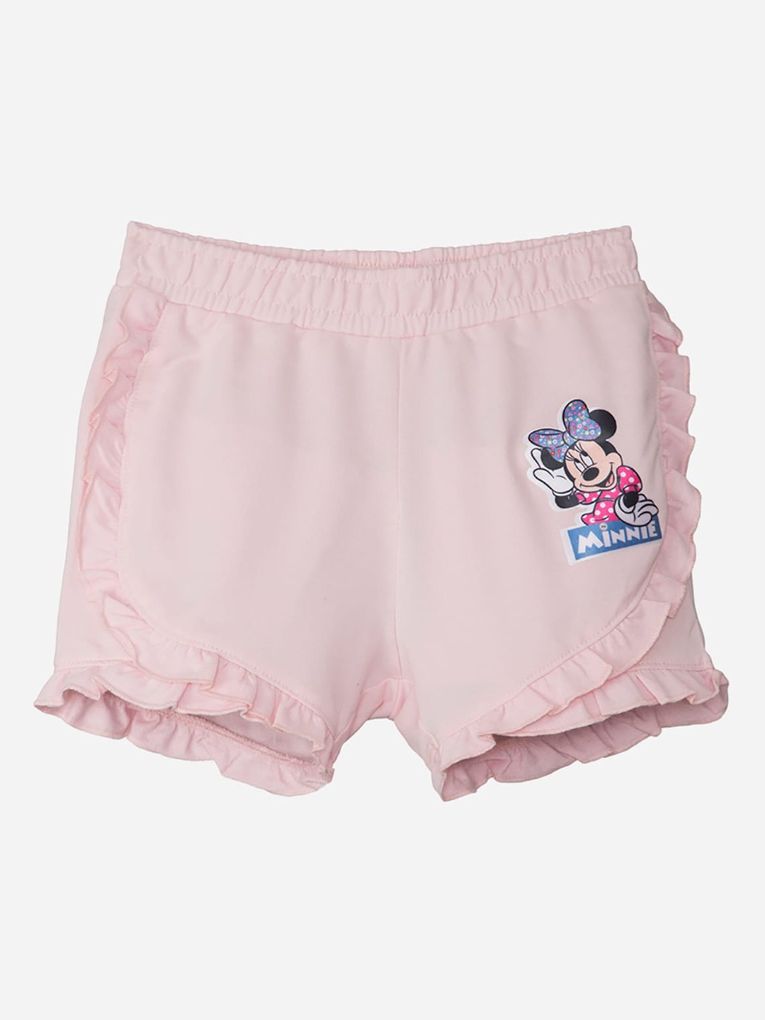 

Kids Ville Girls Pink Humour and Comic Printed Minnie Mouse Regular Shorts