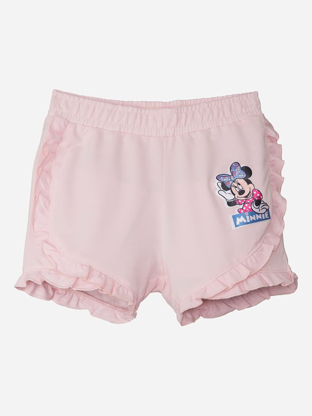 

Kids Ville Girls Pink Humour and Comic Printed Mickey & Friends Regular Shorts