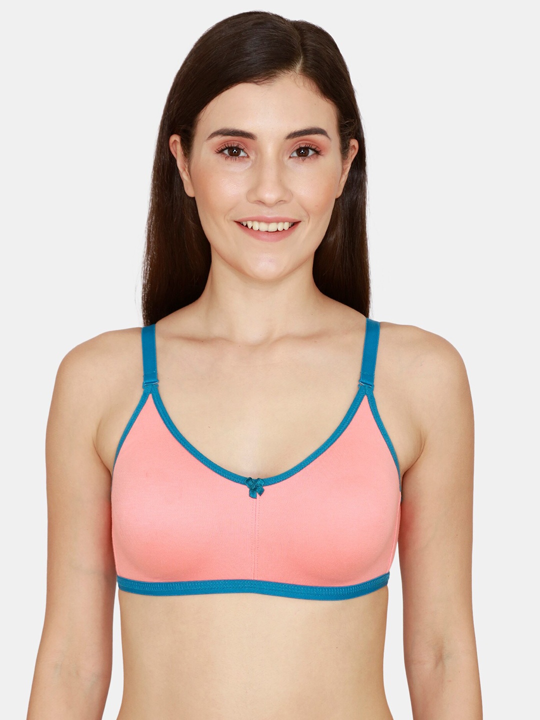 

Rosaline by Zivame Pink & Blue Double Layered Non Wired Seamless T-shirt Bra